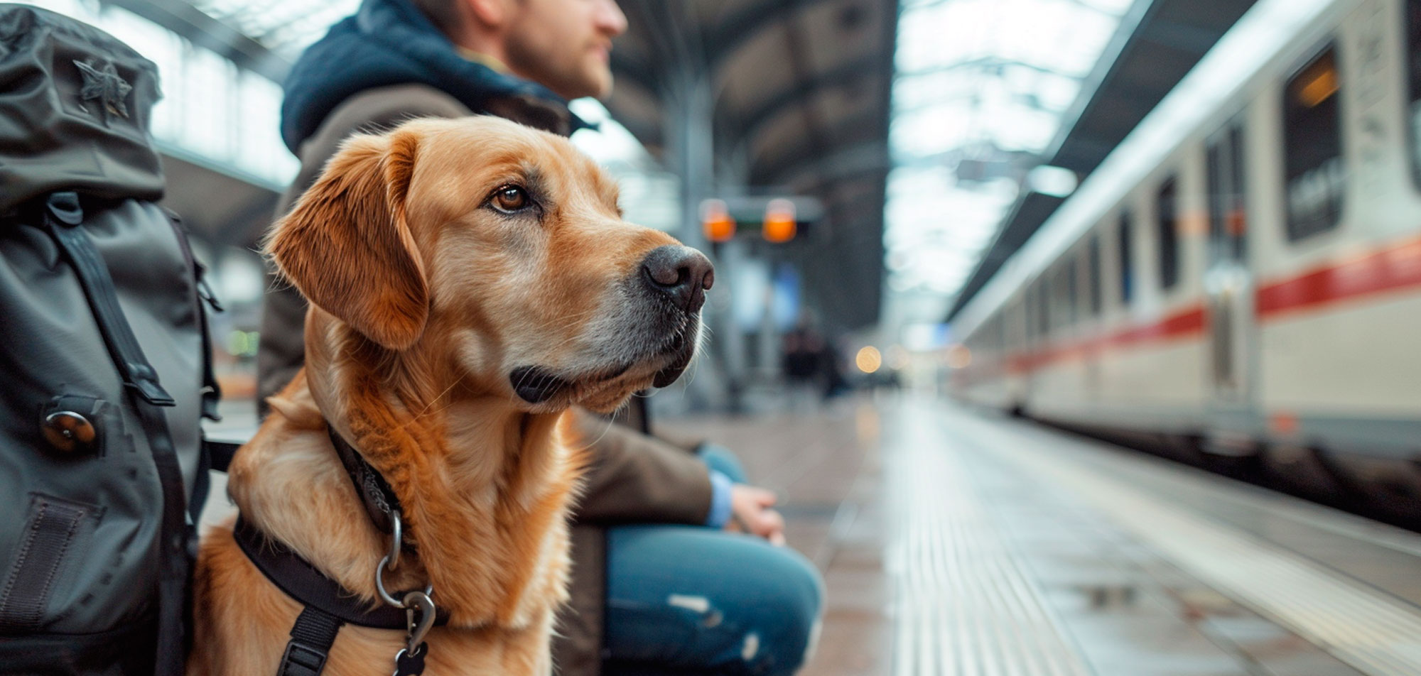 estacion de tren con perro