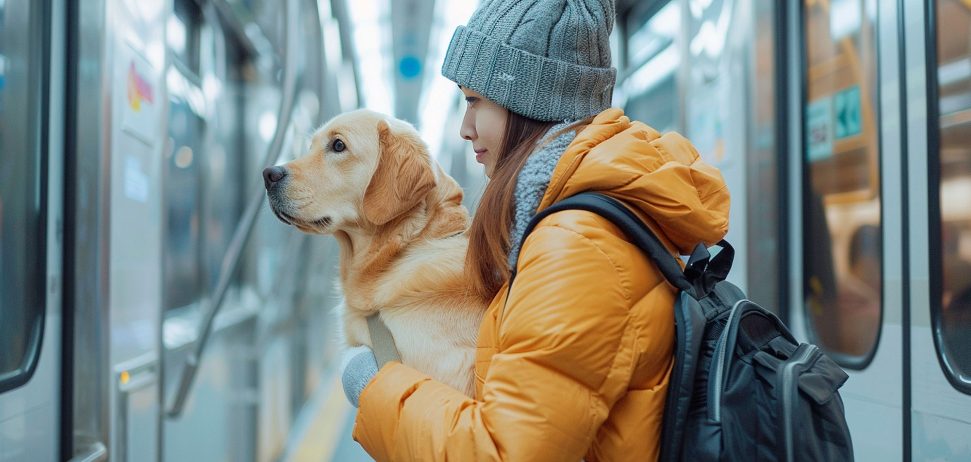 estacion de tren con perro